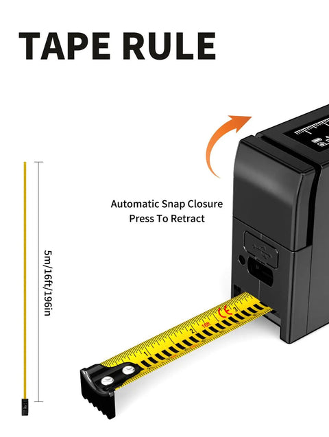 Beast 3 In 1 Laser Tape Measure With Digital Tape Mode And Pythagorean Calculations 196 Ft Laser Range 60 M 16 Ft Digital Tape Regular Tape Area And Volume Calculator Rechargeable For Diy Projects, 5m tape rule