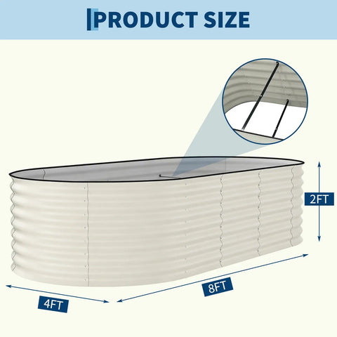 2 Pack 8x4x2 Ft Galvanized Raised Garden Bed Kit With Anti Cut Safety Edges Open Bottom Design Rust Resistant Deep Root Planters
