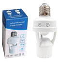 PIR Motion Sensor Light Socket E26 E27 Smart Lamp Holder Auto On Off For Garage Basement Porch And Storage Room, No Tools Needed, Easy Screw In Install, Turns Any Bulb Into Motion Activated Lighting, 1 Pack white infrared sensor lamp holder