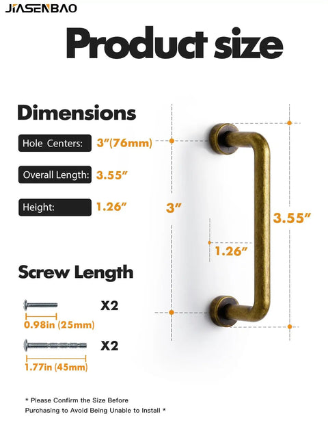 Antique Brass Cabinet Bar Pulls 5 Pack Five Inch Center To Center Vintage Retro Drawer Handles dimensions with screws