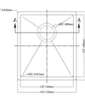 Technical drawing of Undermount Single Bowl Bar Sink In Polished Satin Finish, 18 By 10 Chrome Nickel Stainless Steel, 18 Gauge 304 Grade.