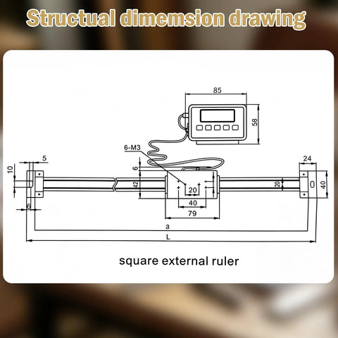Digital LCD Linear Readout Kit For Milling Machines And Lathes, 0-150mm / 0-6in Precision Lathe Scale With Aluminum Alloy Body, 0.06mm Accuracy, 0.01mm Resolution, Durable DRO For Quick Real-Time Measurements structural dimension drawing
