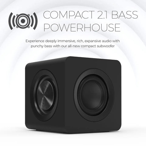 Compact subwoofer from Pebble X Plus 2.1 Channel USB Type-C Desktop Computer Speakers Deliver Crisp Dope Sound and Deep Bass for PC