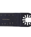 Close-up of a blade from the 20 Piece Oscillating Saw Blades Set With Length Marks And Precision Teeth For Wood Metal And Plastics Cutting.