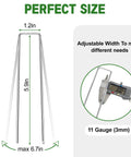 Heavy Duty 6 Inch Garden Stakes 25 Pack Anti Rust 11 Gauge Galvanized Ground Staples with dimensions and caliper measurement