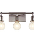 Three Light Brushed Nickel Bath Vanity Fixture Up Down Wall Sconce Sleek Modern Industrial Retro Metal Wall Lamp