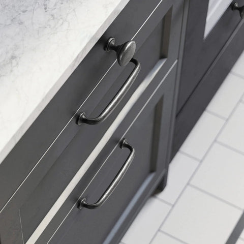 Weathered Nickel Drawer Handles Six Pack With 5.04 Inch Center To Center Antique Iron Cabinet Pulls in kitchen installation