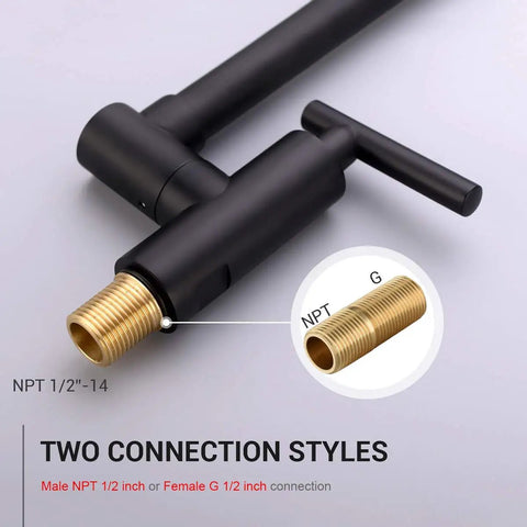 Pot Filler Faucet Wall Mounted Stainless Steel Kitchen Must Have Dual Stretchable Arm Matte Black connection styles