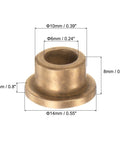 12 Pack Flange Sleeve Bearings Self Lubricating Sintered Bronze Bushings 6mm Bore 10mm OD with 14mm Flange Dia, 2mm Thickness
