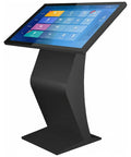 Ready To Roll Top Tier 22 Or 32 Inch Capacitive Touch Digital Signage Display with sleek black totem design and touch screen interface.