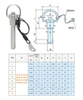 Premium Quick Release Pin 8mm Stainless Steel Spring Ball Lock with dimensions for heavy duty use, rust resistant and durable.