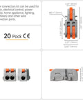 20Pcs Mini Electrical Wire Connectors For DIY Splicing Into 4 6 8 9 10 Way Butt Terminal Blocks One In Two Out Nylon Insulated