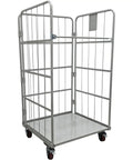Heavy Duty Foldable Warehouse Push Trolley With Steel Mesh Cage And 1100 Pound Capacity, open design for easy access to loads.