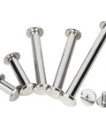 Tough As Nails M4.5 Stainless Steel Binding Screws For Photo Albums Diaries And Menus Rustproof Barrel Nut Hardware Dead Simple Hand Tightening Smooth Flush Finish Look Pack Of 10, displayed in various lengths.