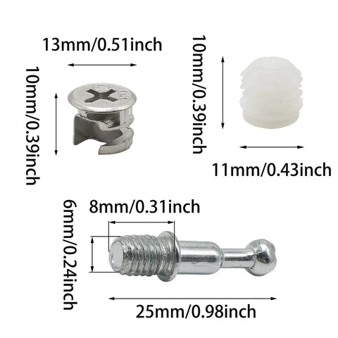 Premium Rock Solid 3 In 1 Cam Lock Connectors With Pre Inserted Dowels And Tight Grip Nuts for easy assembly components