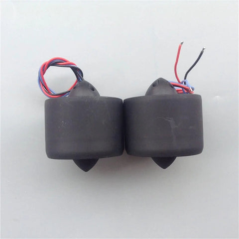 12V 24V Underwater Thruster With 300KV Brushless Motor, 70mm Jet Pump For ROV side view, waterproof housing, black, wires visible