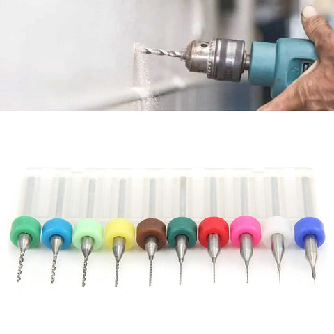 PCB Drill Bit Set For Circuit Boards, Pro Grade Tungsten Steel Micro Twist Bits Kit, 0.1mm To 1.0mm, 10 Pcs High Durability Nano Coated