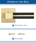 Gold Dummy Door Handles With Black Leather 2 Pack For Pantry And French Doors No Lock Function No Latch Or Key Pull Or Push Style One Sided Surface Mount Hardware No Fuss single-sided lever and screws