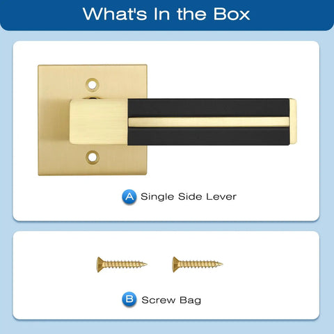 Gold Dummy Door Handles With Black Leather 2 Pack For Pantry And French Doors No Lock Function No Latch Or Key Pull Or Push Style One Sided Surface Mount Hardware No Fuss single-sided lever and screws