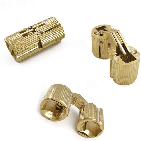 Hidden 12mm Brass Barrel Cabinet Hinges 4 Pack Concealed 180 Degree Opening Rugged And Rust Resistant Furniture Hardware