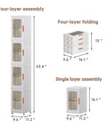 Your Go To Space Saving Slim Tall Storage Cabinet With Doors And Shelves For Bathroom And Kitchen Use Adjustable Shelves Four Tier Linen Closet Organizer Toilet Paper Storage White assembly view