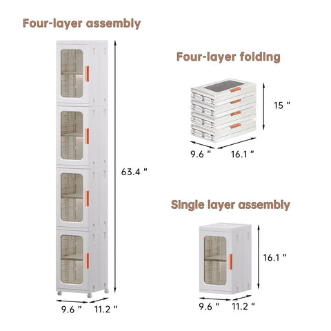 Your Go To Space Saving Slim Tall Storage Cabinet With Doors And Shelves For Bathroom And Kitchen Use Adjustable Shelves Four Tier Linen Closet Organizer Toilet Paper Storage White assembly view