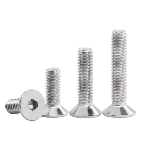 Flat Head Socket Cap Screws Set DIN7991 M1.6x3mm 304 Stainless Steel Machine Screws Allen Hex Drive 100 Pieces