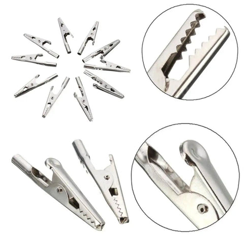 Stainless Steel 51mm Crocodile Clips 10 Pack With Screw Probe Fix Alligator Test Clips For Battery Terminals Stereo Wiring And DIY Electronics Projects