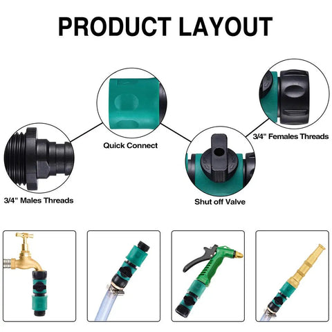 Hose Shut Off Valve Kit With Quick Connects For Garden Hoses, Must Have Five Valves, Ten Rubber Washers, Ten Male Adapters