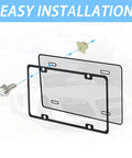 Illustration showing easy installation of License Plate Screws Kit With Nylon Inserts For Cars And Trucks with plate and screw