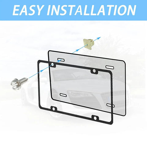 Illustration showing easy installation of License Plate Screws Kit With Nylon Inserts For Cars And Trucks with plate and screw