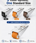 Heavy Duty Vertical Track Roller Wheel With Bracket Handles Heavy Doors Like A Dream Quiet Rubber Glides Anti Wobble Support For Cabinets Furniture Universal Fit Single Orange Piece displayed in black, orange, and brown color options.