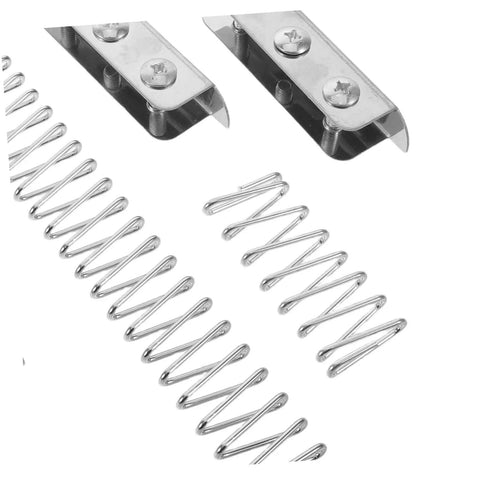 Close-up of metal components from Fabric Cutter Flat Spring Holder For Cutting Machine Head Support, 5 Piece Set.