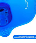 Close-up of Lightweight Hiking Water Bladder with Large Opening and ergonomic handle, blue durable PE EVA reservoir