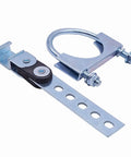 Get These Super Heavy Duty 3 Inch Swivel Exhaust Hangers With Reinforced Saddle U-Bolt Clamps To Securely Mount Your Muffler On Any Universal Tailpipe Setup Without Messy Mods. 3 inch mild steel exhaust hanger with rubber strap and U-bolt clamp