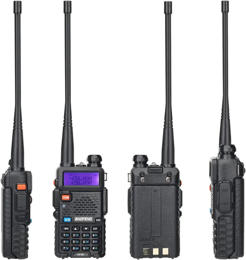 Front and side views of Dual Band Long Range Handheld Ham Radio Kit With 1800mAh Rechargeable Battery Two Way Radio 2 Pack