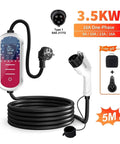 Premium 7kw Type One Evse Wallbox Charger For Electric Rides 32 Amps, 5M cable length with Type 1 plug and smart display.