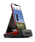 Mobile Golf Launch Monitor With GPS Tracking For Indoor And Outdoor Golf Simulators Swing Analyzer And Tracker For Home Or Range Practice Measures Ball Speed Club Speed Launch Angle GPS Satellite View iPhone And iPad Only shown with golf swing display and red stand