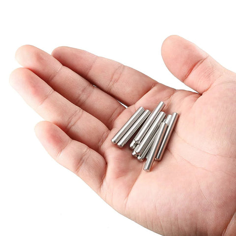 Stainless steel dowel pins, 4×30 mm (approx 5/32"), 10 pcs held in hand