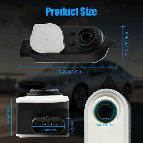 Top Shelf Front Grille Active Aero Shutter Motor Oem 84375398 showing dimensions: 11.2cm x 3.6cm x 2.8cm.