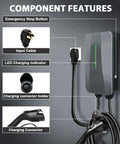 Level 2 Home EV Charger 48 Amp 240V with J1772 Connector and NEMA 14 50 Plug showing components and features