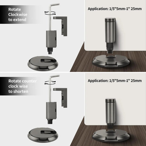 No Fuss Adjustable Bottom Door Stopper With Slick Brushed Gold Finish No Drill Setup Mechanical Floor Door Stop windproof installation guide for height adjustment.
