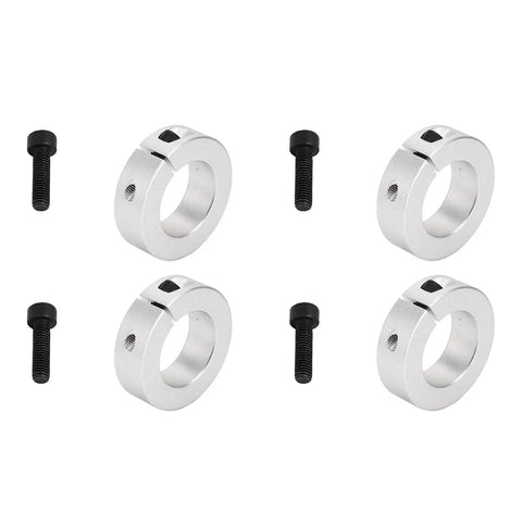 Legit Heavy Duty 4 Piece Split Shaft Collar Aluminum Alloy 1 Inch Bore 25 Mm Screw Clamping Kit Totally Rad For Gear Box Assemblies Drive Shafts Easy Peasy Install Fixes Drill Bits And Keeps Linear Motion Stop Tight Solid Sick Build four silver split shaft collars with black screws