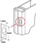 Dead Nuts Secure Heavy Duty Stainless Steel T Strike Door Plate Chrome Latch Receiver shown in installation diagram details.