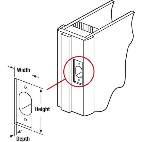 Dead Nuts Secure Heavy Duty Stainless Steel T Strike Door Plate Chrome Latch Receiver shown in installation diagram details.