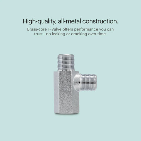 Brass core valve for Hot Cold Bidet Mixing Valve Upgrade Kit with pro-grade adjustable temperature and shutoff.