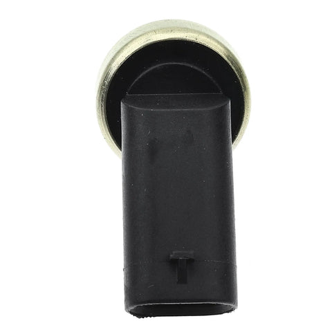 A-Premium coolant temperature sensor for Mini Cooper, side view; black plastic body with metal mounting ring
