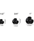 Four Way Side Outlet Tee Pipe Fitting Half Inch Black 4 Pack Corner Cast Malleable Iron Built To Last Heavy Duty For Industrial Piping