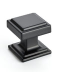 30 Pack Matte Black Square Cabinet Knobs With Zinc Solid Construction For Kitchen Drawers And Cupboards, close-up view
