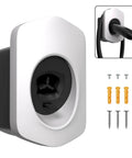 Keep Your Garage Looking Slick With This Rock Steady Tesla Charger Cable Organizer And Wall Mount Dock That Securely Holds White Nacs Cables Tidy Using Heavy Steel Brackets And Screws, showcasing white wall mount with connector.